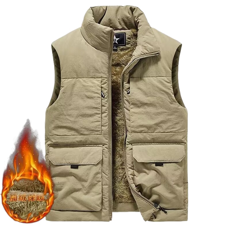 Outdoor Hunting Fleece - เสื้อกั๊กล่าสัตว์ขนแกะหนาสำหรับฤดูหนาวเสื้อแขนกุดให้ความอบอุ่นเสื้อกั๊กยุทธวิธีสีพื้นกลางแจ้งเสื้อกั๊กเสื้อกั๊กกันหนาวสำหรับผู้ชาย
