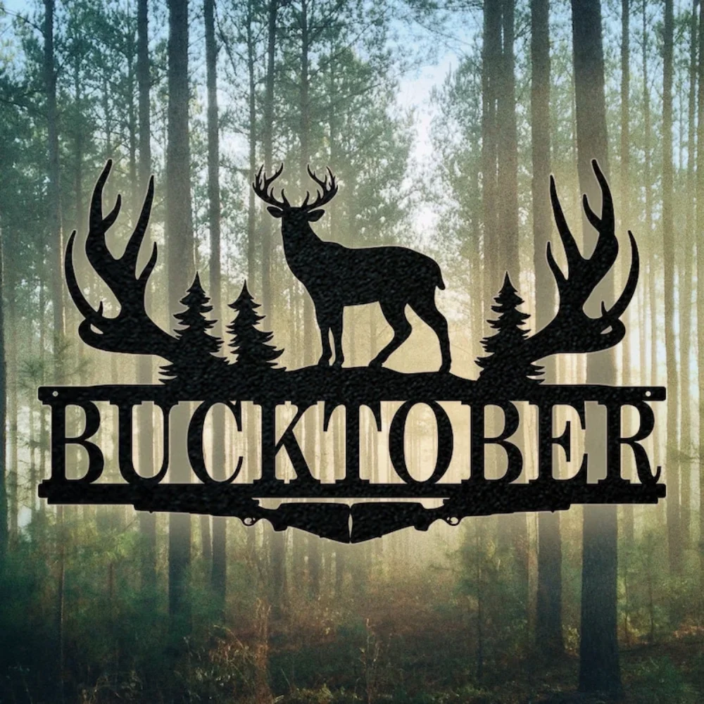 Outdoor Hunting Names - Buck Antler แยก Monogram ป้าย Hunting