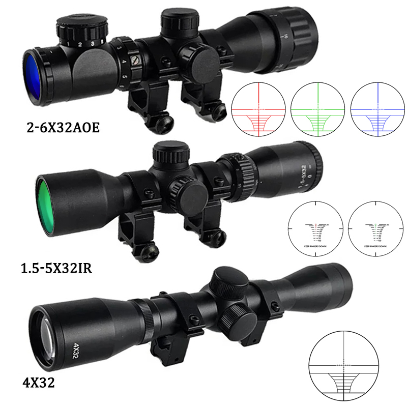 Crossbow Scope Sight - กล้องเล็งยุทธวิธี 4x32 1.5-5x32IR 2-6X32AOE สำหรับธนู กล้องเล็งล่าสัตว์แบบสั้น