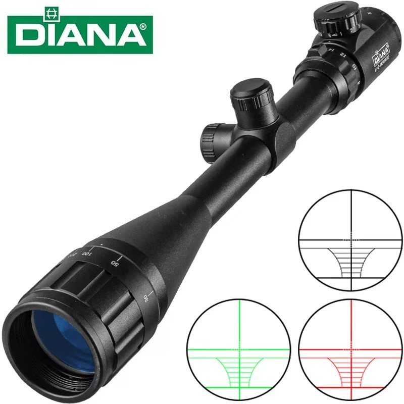 Outdoor Hunting Lab - กล้องเล็งปืนไรเฟิล DIANA 6-24x50 AOE Tactics พร้อมไฟเล็งจุดแดง-เขียว