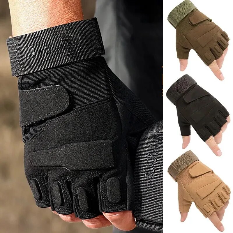 Outdoor Hunting Names - ถุงมือป้องกันสำหรับกิจกรรมกลางแจ้ง, ถุงมือสำหรับกีฬา, ถุงมือครึ่งนิ้วสำหรับผู้ชายและผู้หญิง, เหมาะสำหรับใช้ในการต่อสู้, ล่าสัตว์, ออกกำลังกาย,