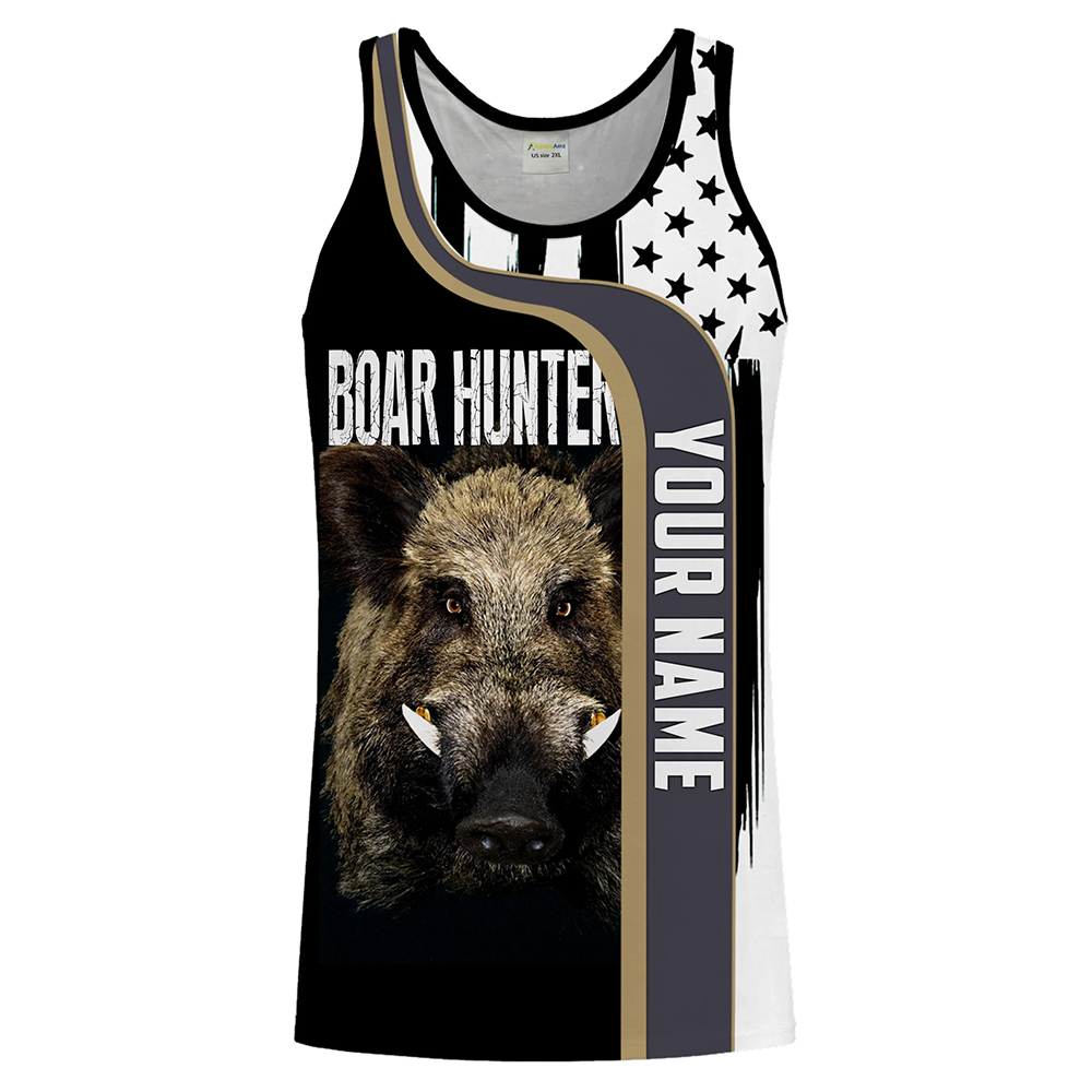 Outdoor Hunting Names - เสื้อกล้ามพิมพ์ลาย 3 มิติ สำหรับผู้ชาย ลายล่าหมูป่า พร้อมสกรีนชื่อได้ตามต้องการ