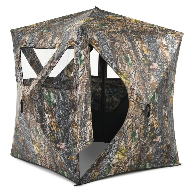 Hunting Outdoors - เต็นท์พรางตัวแบบพกพาสำหรับล่าสัตว์ พร้อมเสาปักพื้นและสายรัด สำหรับกวางและแอนทีโลป ที่พักพิงสำหรับการล่าสัตว์กลางแจ้ง