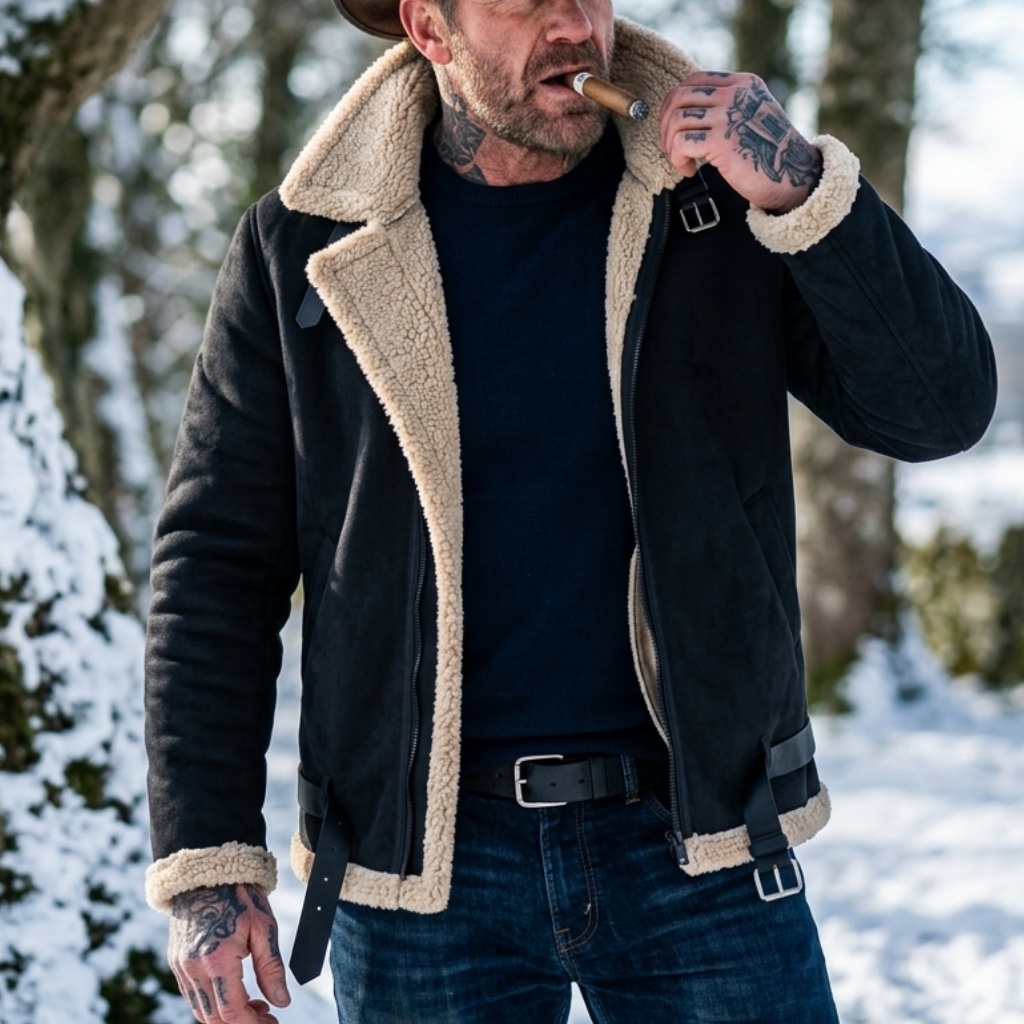 Outdoor Hunting Fleece - เสื้อแจ็คเก็ตหนังกลับเทียมบุขนแกะสำหรับผู้ชาย เสื้อโค้ทอุ่นๆ สำหรับล่าสัตว์ เดินป่า กันลม สวมใส่สบายๆ